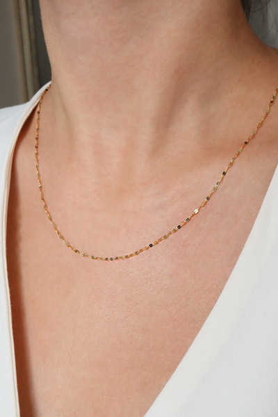 DİAMİNE PIRLANTA 14 Ayar Altın İtalyan Aynalı Zincir Kolye (45 cm )