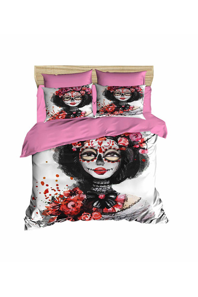 Fabeteks Women's 3D Digital Double Duvet Cover Set with Rose