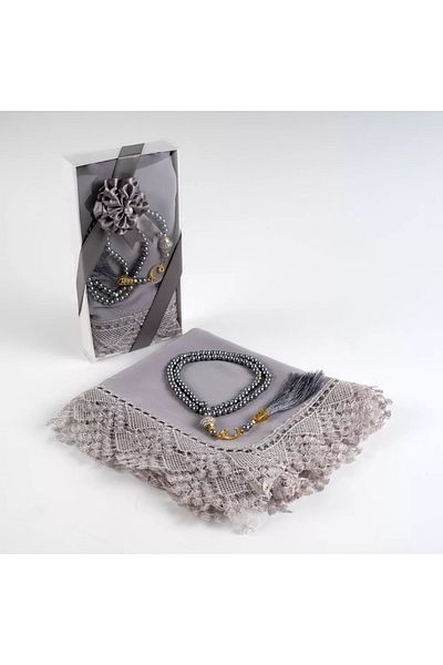 Hayrat Neşriyat Pânză de rugăciune (șal) + Set cadou Tasbih (gri)