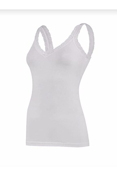 YILDIZ 2260 Толстая модальная майка с V-образным вырезом и кружевом, 10 штук