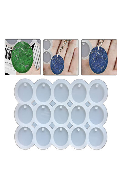 Getshop Alışveriş Pazarı Epoksi Çoklu Oval Kolye Anahtarlık Silikon Kalıbı Em220