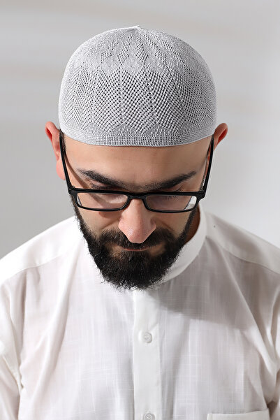 ihvan online Відкрита сіра сапфірова мереживна в'язана молитовна шапочка