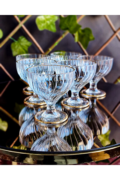 SEÇKİNEV Buket Altılı Gerçek Atlın Yaldızlı Ayaklı Kase