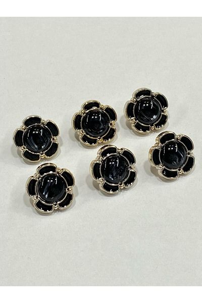 karantuhafiye Daisy Button / Daisy Pearlescent Model / Black / Set of 6 / 1.8 cm