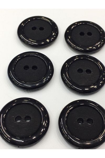 karantuhafiye Italian Button Set of 6 Black Coat Trench Jacket - 2.5 cm (M46690)