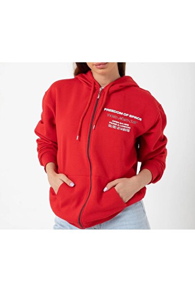 MAYDAY CULTURE Unisex crvena jakna sa kapuljačom - standardni kroj