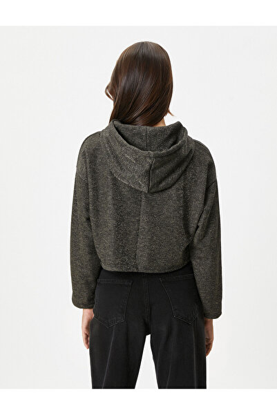 Koton Hanorac cu glugă cu mânecă lungă cu sclipici