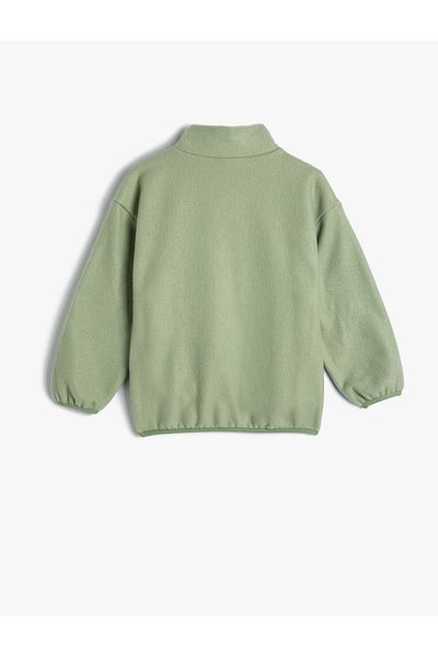 Koton Sweatshirt High Collar Half Zipper Applique Detailed Pocket