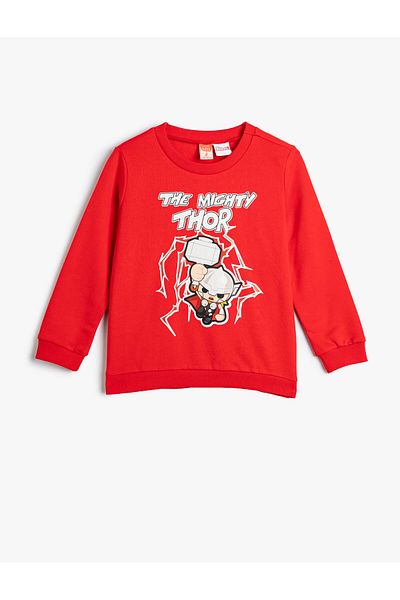Koton Thor Sweatshirt Licensed Long Sleeve Crew Neck Cotton Raised