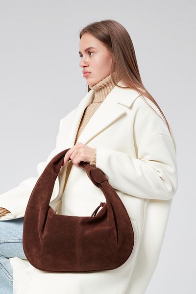 Çantacımstore Dámská XL kabelka Jordie Suede Bitter Brown (velká velikost)
