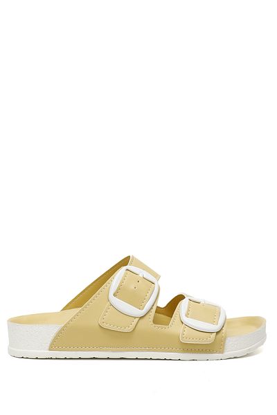 GÖNDERİ(R) Women/Girls Yellow Buckle Casual Slippers