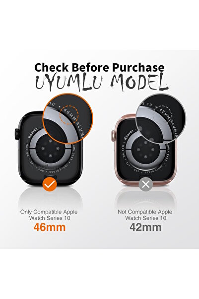 m.tk moveteck Apple Watch 10 46mm Uyumlu Ekran Koruyucu Temperli Cam Siyah Çerceveli Saat Ekran Camı Tam Kaplar A+