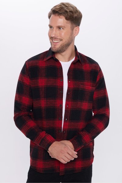 Tudors Men's Regular Fit Classic Cut Single Pocket Checked Winter Lumberjack ...