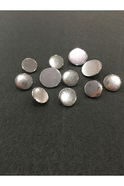 karantuhafiye Blazer Jacket Button Plain Metal Coin Model Silver