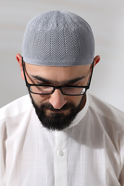 ihvan online Сіра сапфірова мереживна в'язана молитовна шапочка