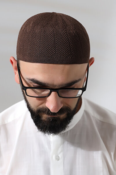 ihvan online Brown Sapphire Lace Detailed Knitted Prayer Skull