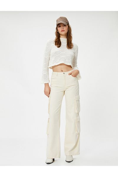 Koton Crop Sweater Openwork Flare Sleeve