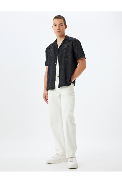 Koton Poloprůhledná košile s krátkým rukávem ze směsi viskózy