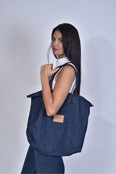 Acey jeans Mavi Renkli Bölmeli Cepli Denim Kot Çanta