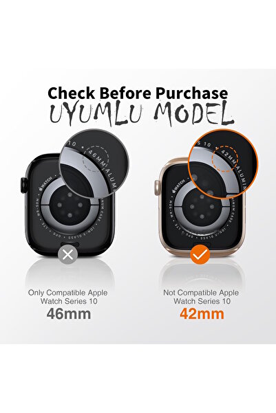 m.tk moveteck Apple Watch 10 42mm Uyumlu Ekran Koruyucu Temperli Cam Siyah Çerceveli Saat Ekran Camı Tam Kaplar A+