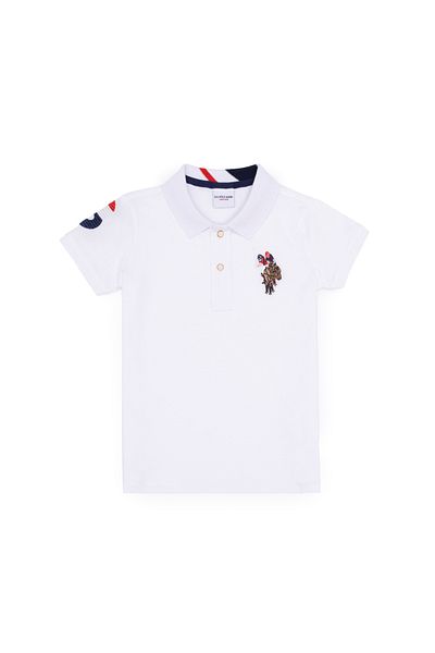 U.S. Polo Assn. تي شيرت أبيض بياقة بولو للأولاد -50263006-VR013
