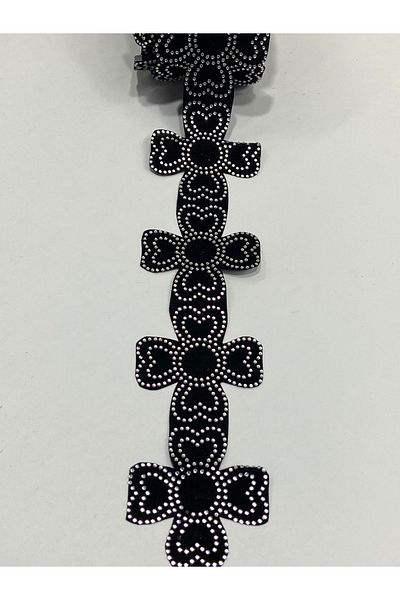 karantuhafiye Iron-On Velvet Stone Strip / Heart Model / 4.5 m