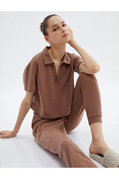 Koton Jogger Sweatpants Elastic Waist Textured