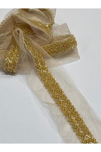 karantuhafiye Beaded ribbon / beaded ribbon / 1 meter / gold