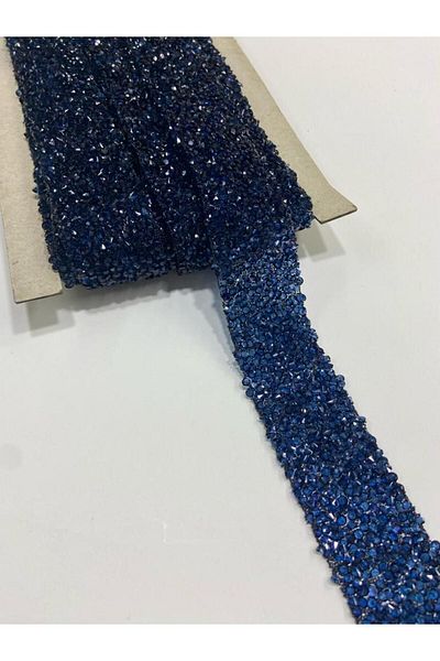 karantuhafiye iron-on stone strip 1 meter dark blue