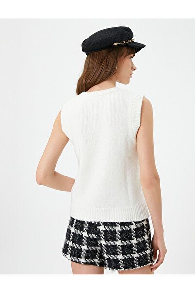 Koton Örgü Süveter Bisiklet Yaka Kolsuz