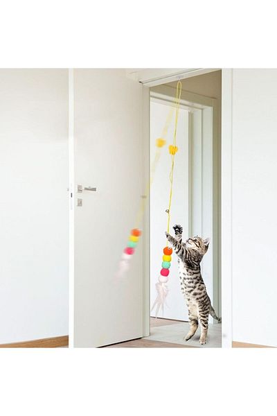 Busstier Elastic Self-Adhesive Cat Playing Rod - Durable and Flexible, Fun Play Clocks