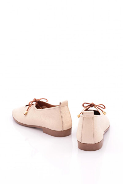 DGN Women's Bow Detailed Ballerina Ballerina Genuine Leather Cream Floater 6129371010