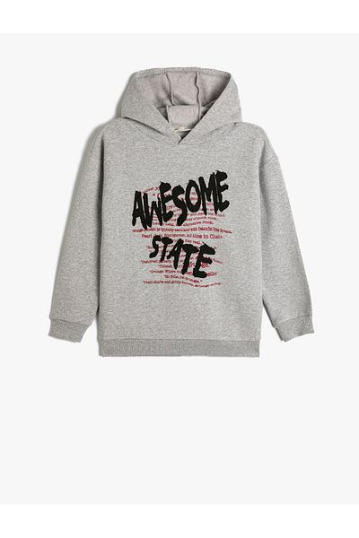 Koton Hooded Sweatshirt Slogan Printed Long Sleeve Hoodie