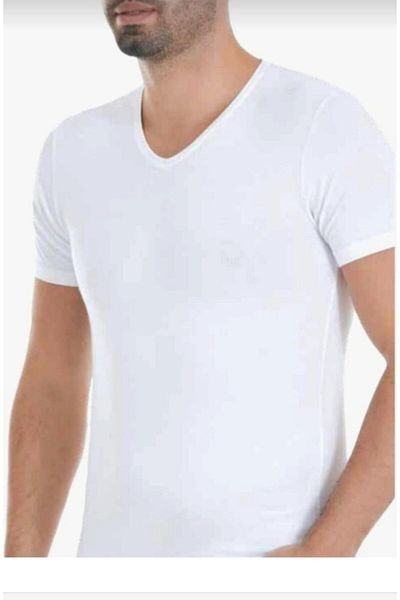 YILDIZ 480 Men's Bamboo V-Neck Short Sleeve Undershirt 12 Pieces