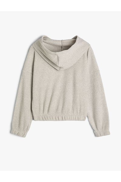 Koton Hooded Basic Sweatshirt Textured Elastic Cuffs