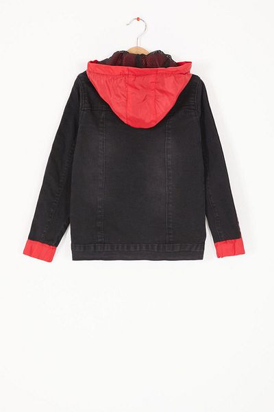 Minigimin Cicileri Дънково яке за момче - My Little One's, с качулка, Wklnd, Slim Fit - черно/червено