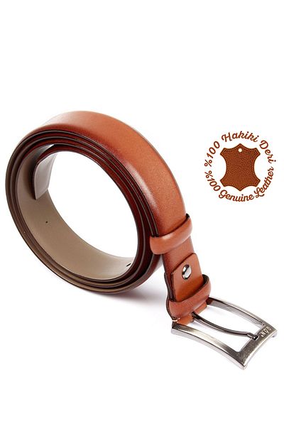 GÖNDERİ(R) Brauner, antiker, klassischer 3,5 cm großer Herrengürtel aus echtem Leder