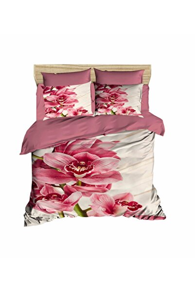 Fabeteks Pink Orchid 3D Digital Double Bedding Set