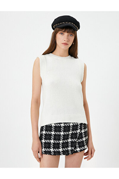 Koton Örgü Süveter Bisiklet Yaka Kolsuz