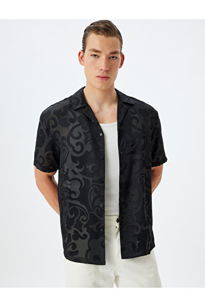 Koton Poloprůhledná košile s krátkým rukávem ze směsi viskózy