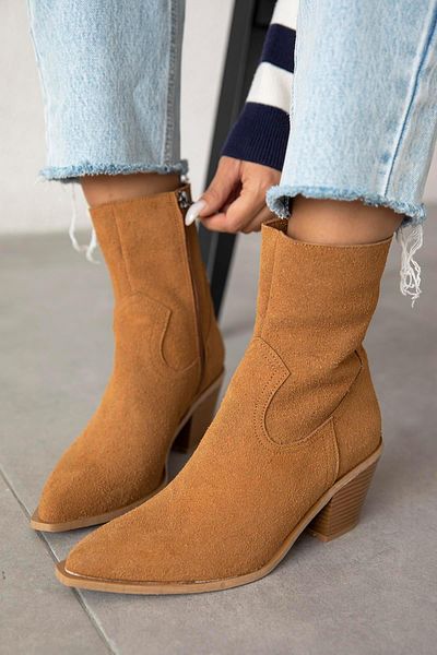 STRASWANS Tan Jose Women's Suede Heeled Boots