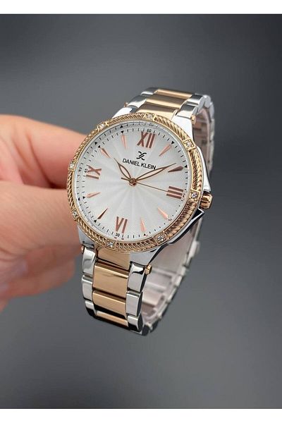 Daniel Klein Women's Wristwatch Steel Strap Rose Silver Color 3 Atm Water Resistance