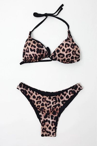 hazelin Σετ μπικίνι με κορδόνι σε μαύρο Leopard Print - HZL24S-LC204