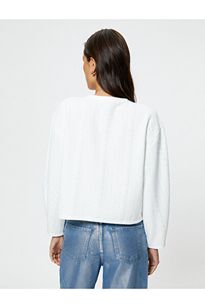 Koton Φούτερ με πλεκτή μοτίβα, μακρυμάνικη λαιμόκοψη με υφή