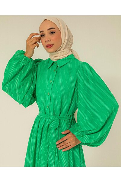 Meri Store Yarım Düğmeli Benetton Şifon Elbise