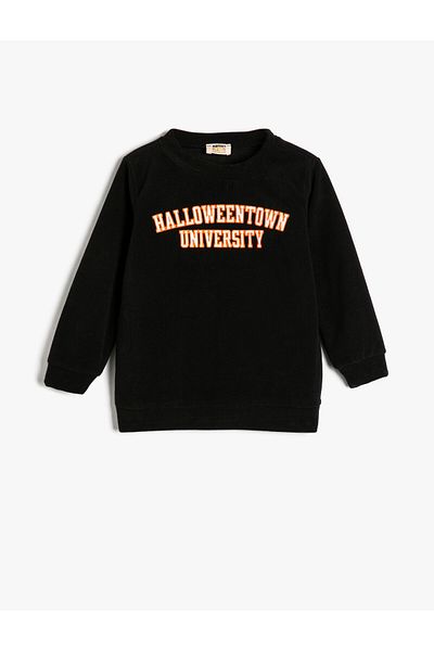Koton Hanorac cu mânecă lungă brodat cu tematică de Halloween - Crew Neck Raised