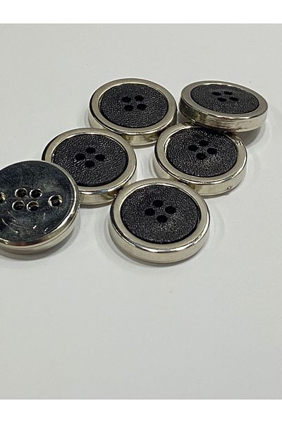karantuhafiye 6-Piece Black Silver Trench Coat and Jacket Button Set - M004