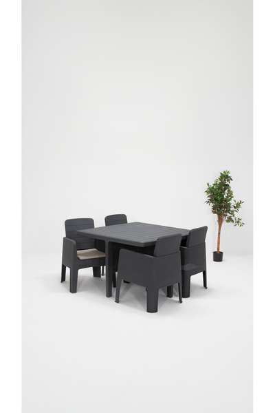 SANDALİE Apex 4 Kişilik Minderli Bahçe&Balkon&Teras Mobilyası - Antrasit