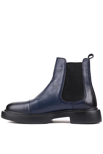 Shoetyle - Lacivert Deri Erkek Chelsea Bot 250-080