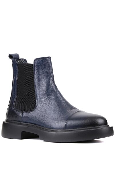 Shoetyle - Lacivert Deri Erkek Chelsea Bot 250-080